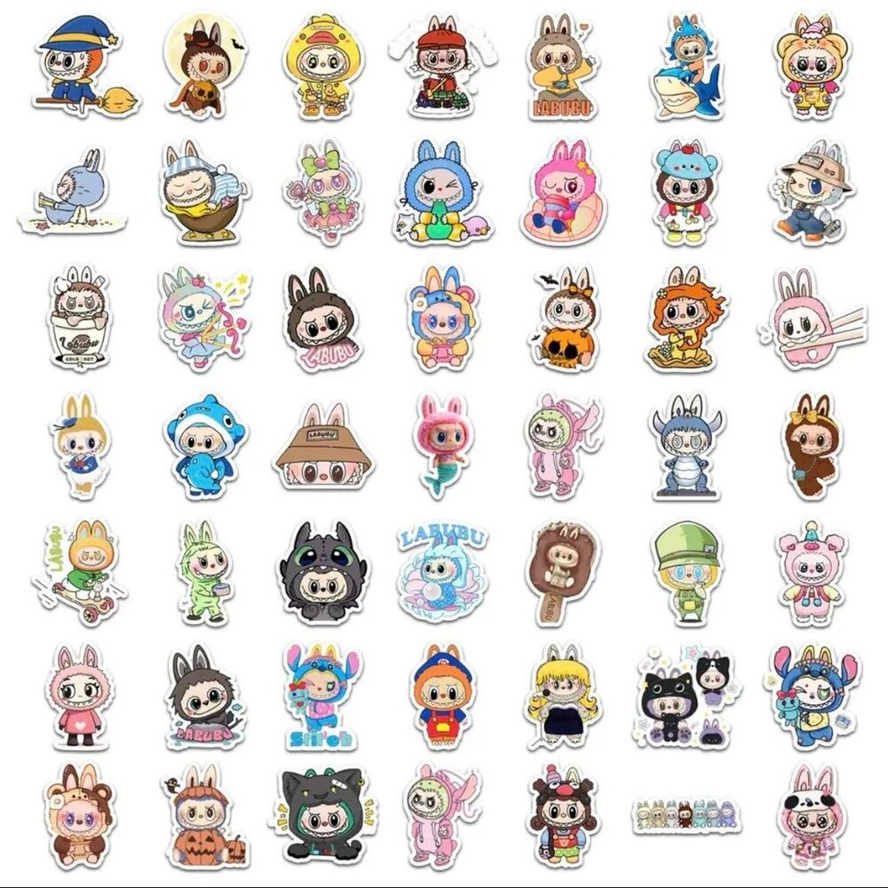 50 piece super cute labubu stickers